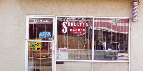 Sublett's Barber Shop storefront since 1949